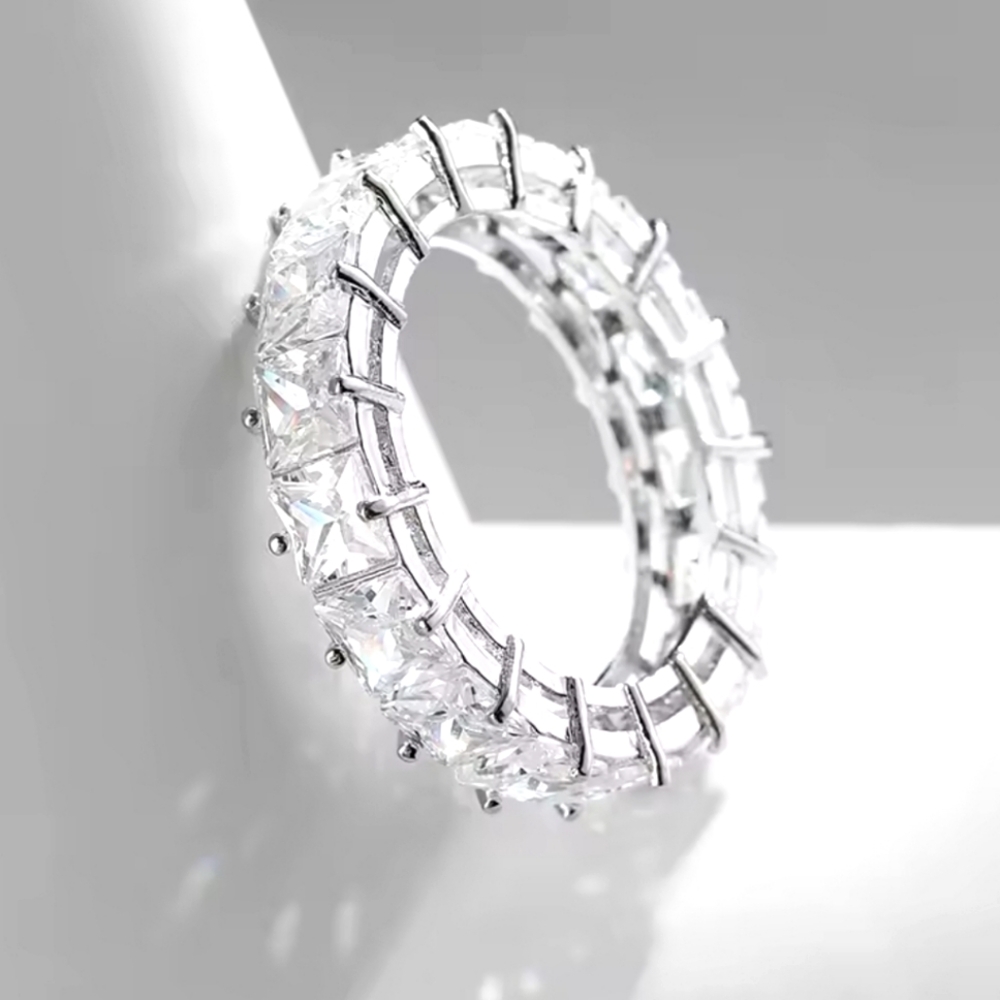 925 Silver Princess Cut Infinity Ring Size 5